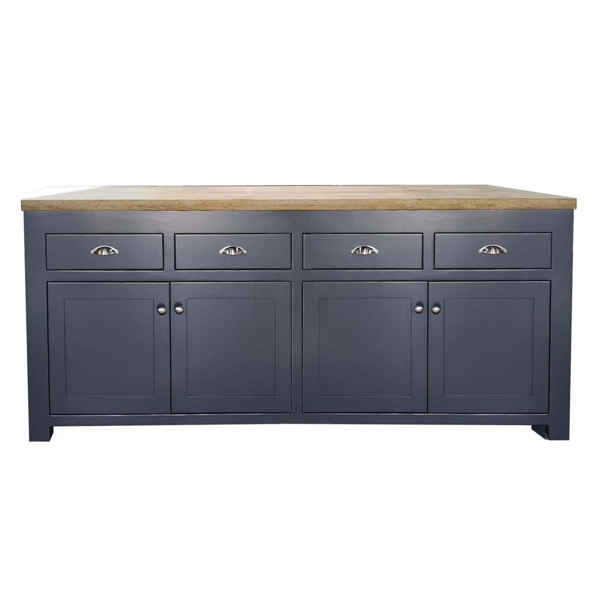 Hutton Sideboard |  4 drawers, 4 Doors |  Grey base, Solid  Havea Top