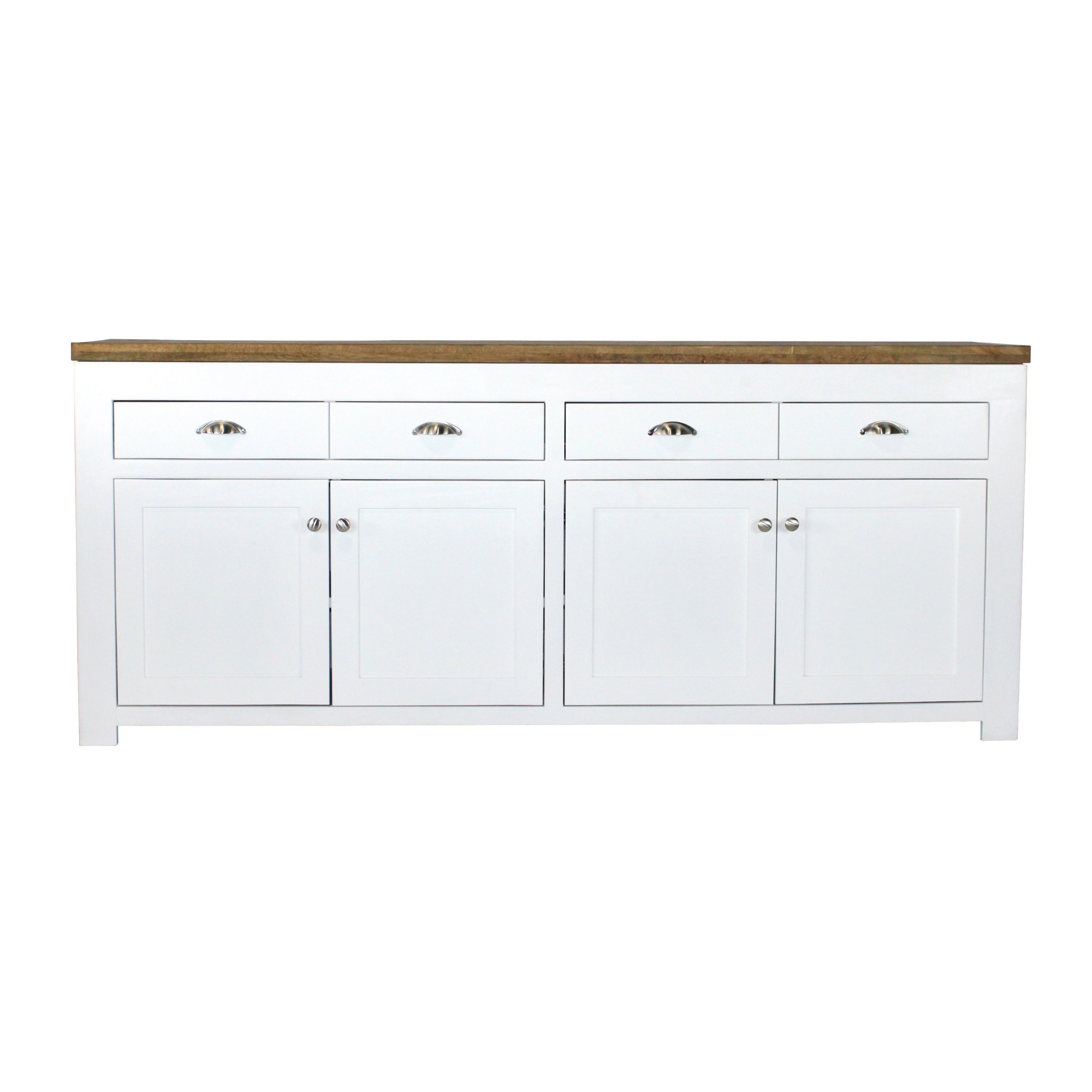 Hutton Sideboard |  4 drawers, 4 Doors | White base, Solid  Havea Top